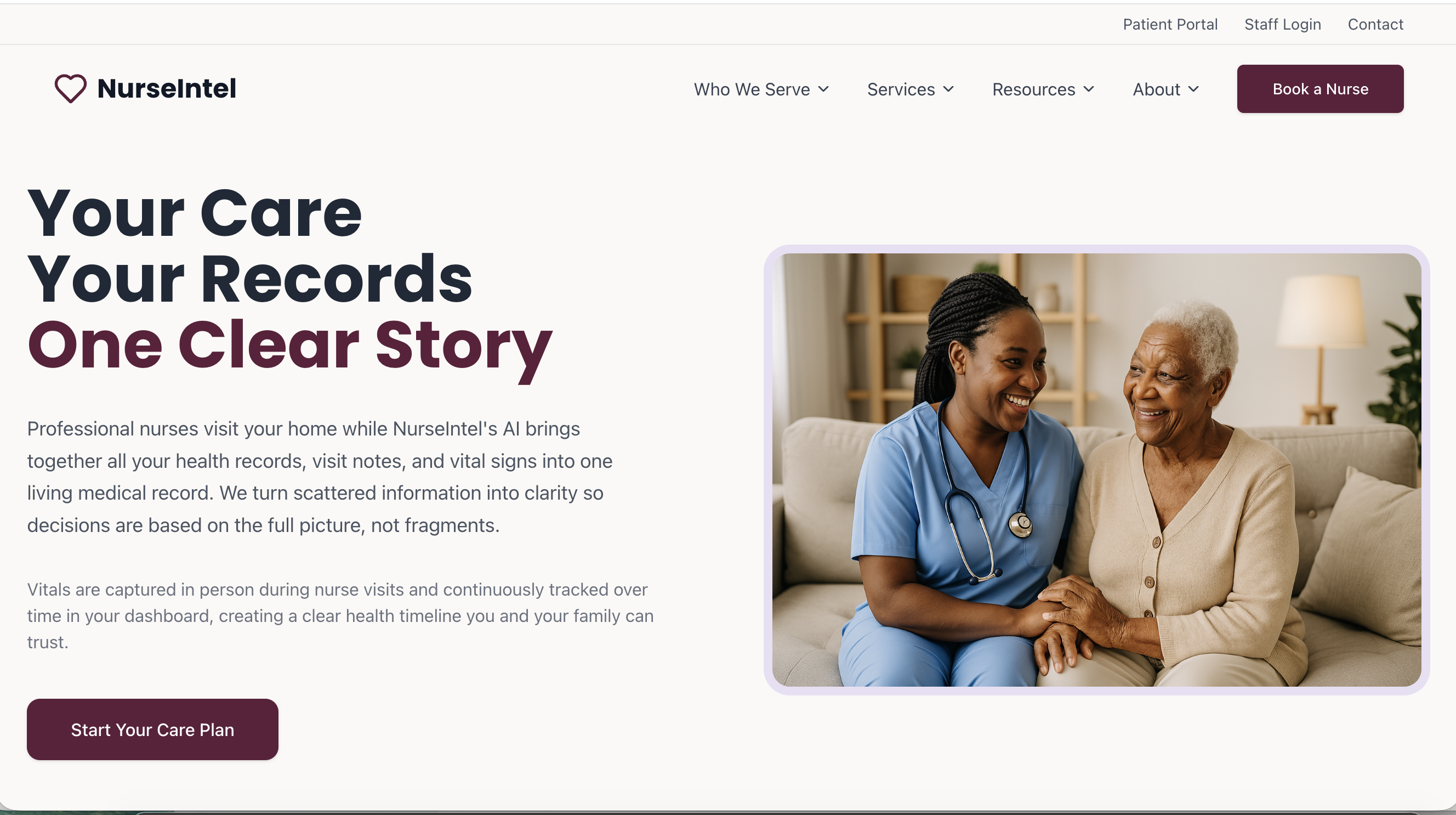 NurseIntel website screenshot